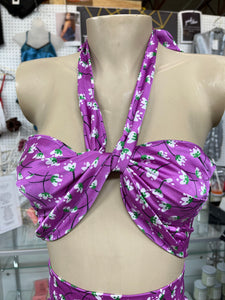 Purple tie neck crop top