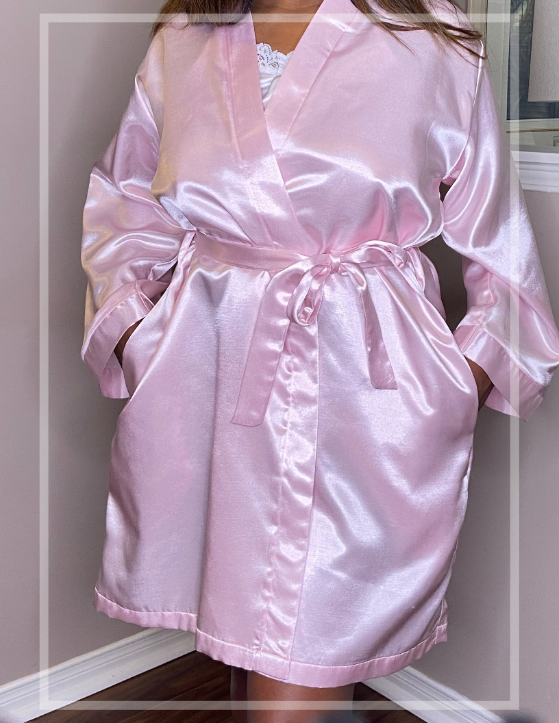 Pink Cotton Satin Robe